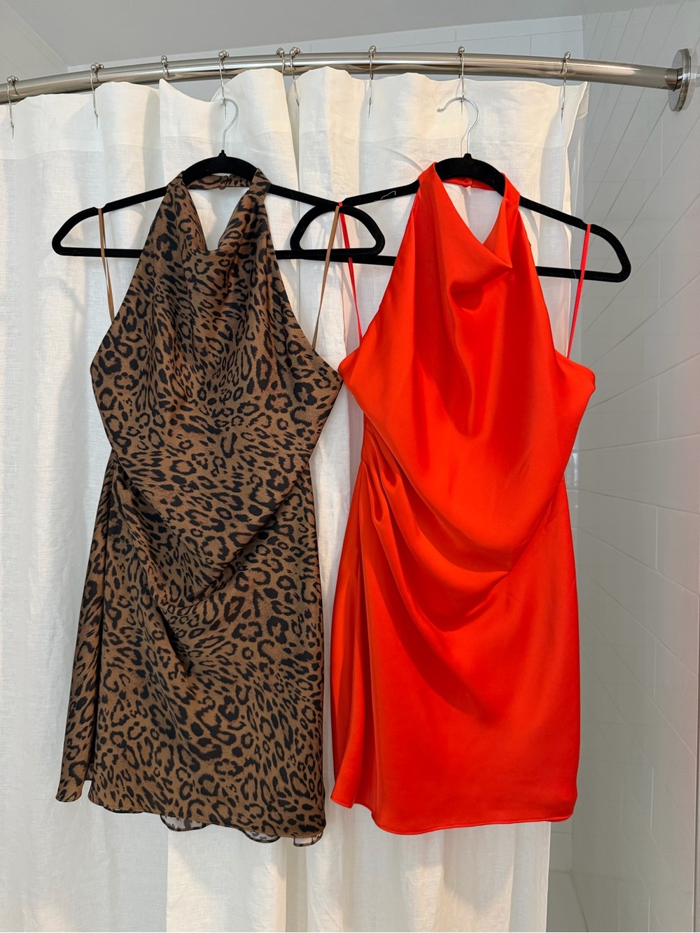 Babaton Satin Halter Mini Dress